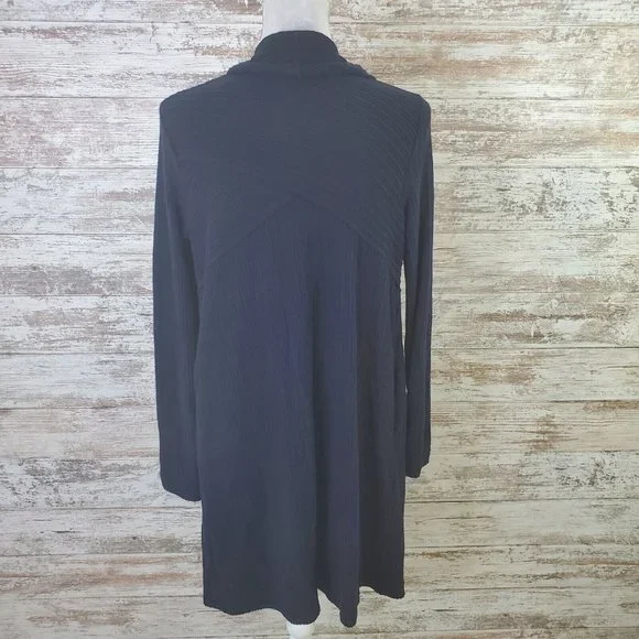 H by Bordeaux Navy Long Sleeve Cozy Mixed Rib Waterfall Cardigan Size XS - Picture 2 of 10